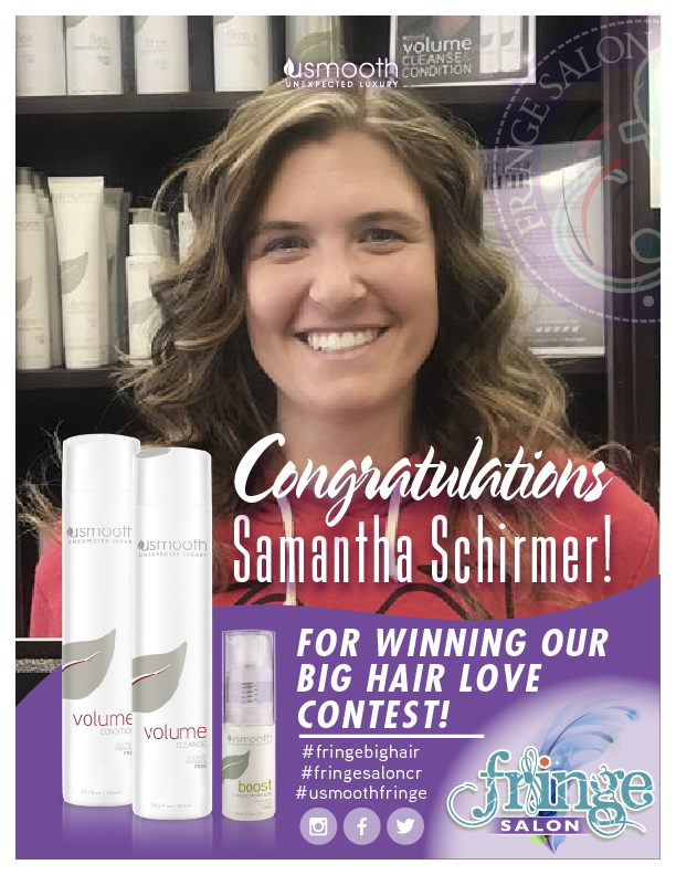 SHARE YOUR BIG HAIR LOVE! Winner Samantha Schirmer!